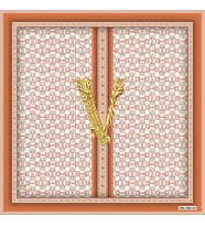 Logolu Desen Black Seri Twill Eşarp Eşarp Askısı ile Birlikte 90x90 cm Orange Pu