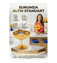 2'Li Profesyonel İnox Gold Paslanmaz Çelik Ayaklı Dondurma Tatlı Sunum Kasesi Seti 723150