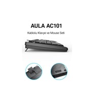 Aula AC101 Kablolu Klavye Mouse Seti - OUTLET (Siyah)