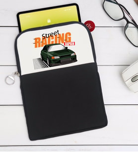 BK Gift Street Racing Tasarımlı Taşınabilir Koruyucu Tablet Kılıfı & Organizer Çanta - Siyah-1