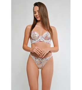 Vos Versa Yüksek Kalite Çiçekli Balenli Beyaz Brode Extra Soft Sütyen Külot Takım IG0047