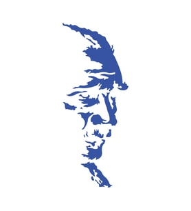 Atatürk Silüet Sticker17x17 Cm Mavi