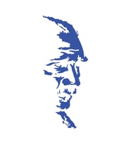 Atatürk Silüet Sticker17x17 Cm Mavi