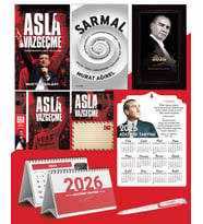 Asla Vazgeçme - Ayraç - Kartpostal - Poster - Sarmal -  2026 Ajanda Gazi Paşa - Ayyıldız Ahşap Duvar Takvimi - Masa Takvimi