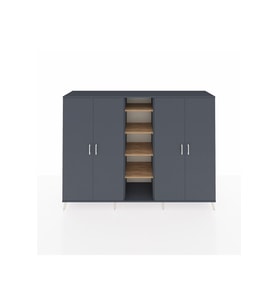 Hyperion Dolap 12 Raflı 4 Kapaklı 220x44x163 Antrasit-Antrasit/Çam