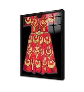 Kırmızı Sarı Kaftan Çerçeveli Cam Tablo