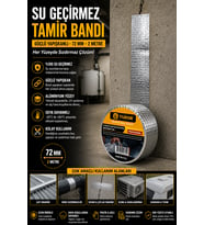 3 Lü Set Güçlü Yapışkanlı Su Yalıtım Bandı 72 MM 2 Metre