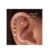 3 MM Tektaş Cerrahi Çelik Piercing Tragus Helix Kıkırdak Conch Gümüş Renk 8 Mm (Çok Renkli)
