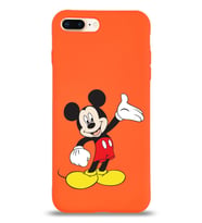 Apple iPhone 8 Plus Uyumlu Lansman Kılıf Mickey Mouse Tasarımlı Altı Kapalı İçi Kadife Kaplı  Kapak (Şeffaf)
