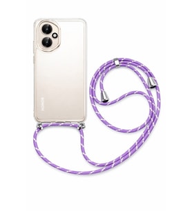 Honor 400 Boyun Askılı Şeffaf Silikon Kılıf Lila