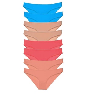 8 adet Süper Eko Set Likralı Kadın Slip Külot Ten Pudra Fuşya Mavi