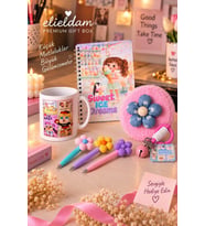 Doğum Günü Özel Gün Arkadaşa Hediye Porselen Kupa, Defter ve Peluş Makyaj Aynası Seti