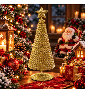 VIP TASARIM GOLD METAL 23 CM GOLD YILBAŞI AĞACI METAL PARLAK SİMLİ GOLD NOEL AĞACI YILBAŞI ÇAM AĞACI