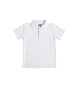 Beyaz Kısa Kol Düz Renk Yakalı 6-17 Yaş Çocuk Okul Lakos Tişört Polo Yaka T-shirt