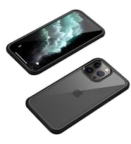 iPhone 12 Pro / İphone 12 Kılıf Dor Silikon Temperli Cam Kapak (Siyah)