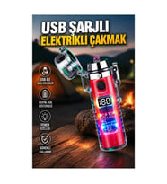 Şarjlı USB Elektrikli Çakmak – LED Fenerli Güç Göstergeli