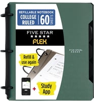 Esnek Doldurulabilir Defter + Çalışma Uygulaması, Kolej Çizgili Kağıt, 1 İnç TechLock Halkalar, Cepler, Sekmeler ve Bölücüler, 200 Yaprak Kapasitesi, Yeşil (29328AQ8)