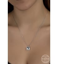 Union Swarovski Crystal Kadın Kare Zirconia Gümüş Kolye
