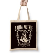 Santa Muerte Sugar Skull Female Deity Dead Satanic Mexican Bez Çanta Uzun Saplı
