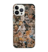Iphone 15 Pro Uyumlu Aesthetic Sanatsal Kolaj Desenli Şeffaf Telefon Kılıfı