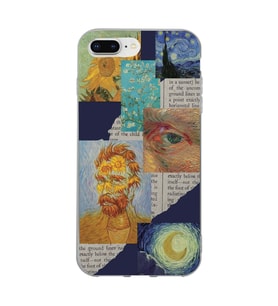 Iphone 7 Plus / 8 Plus Uyumlu Vincent van Gogh Kolaj Desenli Şeffaf Telefon Kılıfı