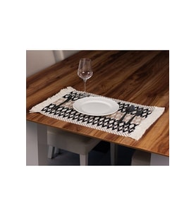 6'lı Örme Supla Pamuklu Dantel Püsküllü Amerikan Servis 35x45 Cm Masa Örtüsü Supla 6 Adet (STD)