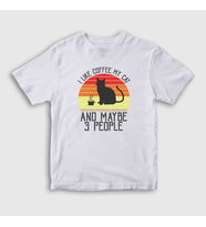 Presmono Unisex Çocuk Beyaz Coffee My Cat Kedi Kedili T-Shirt 502631tt