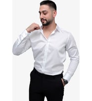Pamuk Saten Slim Fit Erkek Gömlek Hediye Paketli (Beyaz)