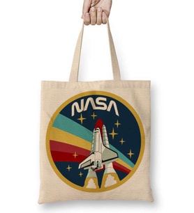 Nasa Rocket Logo Bez Çanta Uzun Saplı