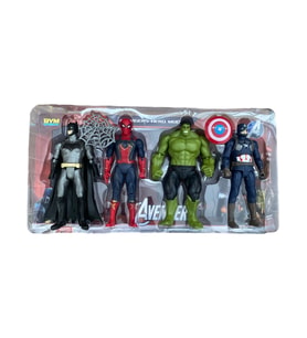 Oyuncak Dörtlü Kutulu Işıklı Batman Örümcek Adam Hulk Kaptan Amerika Kahraman Seti