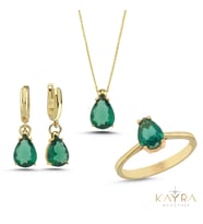 Peridot Damla Taşlı Altın Takım TKM11