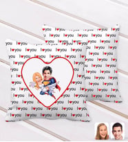 BK Gift Kişiye Özel Sevgililer Karikatürlü I Love You Kalp Desenli Dekoratif Kırlent Yastık-92 (Beyaz)