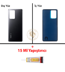 Xiaomi Redmi Note 12 Pro Plus 5G - Lenssiz Siyah Arka Pil Kapağı Batarya Kapağı + B-7000 Yapıştırıcı