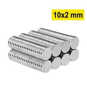 10 Adet 10x2mm Yuvarlak Neodyum Mıknatıs Güçlü Magnet Nikel Kaplamalı