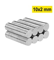 10 Adet 10x2mm Yuvarlak Neodyum Mıknatıs Güçlü Magnet Nikel Kaplamalı