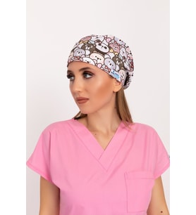 Master Likralı Kahverengi Ayıcık Desenli Cerrahi Doktor Hemşire Bone (Gri)