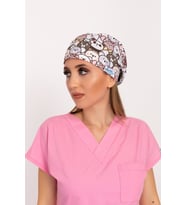 Master Likralı Kahverengi Ayıcık Desenli Cerrahi Doktor Hemşire Bone (Gri)