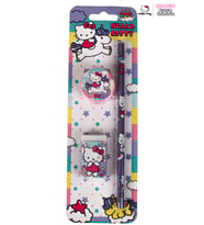 DEKOMUS İLE LİSANSLI HELLO KITTY 3'LÜ KIRTASİYE SETİ KURŞUN KALEM,SİLGİ VE KALEMTRAŞ (Krem)