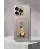 iPhone 16 Pro Max Boş Yapma Muz Detaylı Kart Bölmeli Şeffaf Telefon Kılıfı