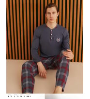 Pijamoni Erkek Süprem Uzun Kol İnce Pijama Takımı 6300 / 11 - 1 Adet (Füme)