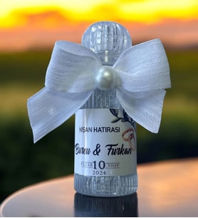 Söz - Nişan -Nikah Hediyesi Simli ve İncili Kolonya (10 Adet) 014 (Şeffaf)