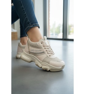 Enoch Kadın Gizli Dolgu Topuk Spor Ayakkabı Baskı Detaylı File Saya Ve Yüksek Tabanlı Sneaker