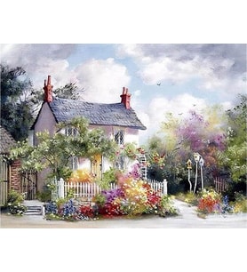 Hayallerdeki Ev Sayılarla Boyama Seti 40x50 cm (Tuvale Gerili)