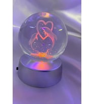3D Led Işık Cam Küre Çok Işıklı Pilli Kalp Yunus 6 cm (Çok Renkli)