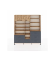 Arges Dolap 17 Raflı 6 Çekmeceli 3 Kapaklı 220x30x243 Çam-Çam/Antrasit