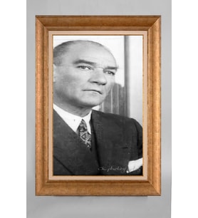 Çerçeveli Paspartulu Atatürk Tablo a403 (Gold)