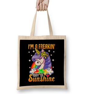 Sarcastic I m A Freakin Ray of Sunshine Unicorn Bez Çanta Uzun Saplı