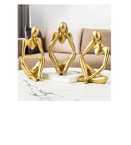 3 lü Düşünen Adam Soyut Dekoratif Obje (Görmedim,Duymadım,Bilmiyorum (Gold)