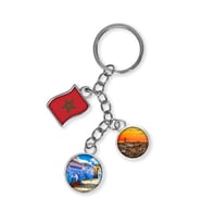 Fas Üçlü Epoksi Metal Çift Taraflı Damla Anahtarlık Morocco (Çok Renkli)