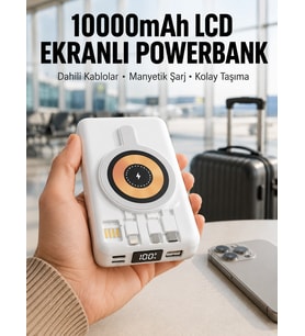 Lcd Göstergeli Manyetik Powerbank Type C Usb Girişli Yeni Nesil